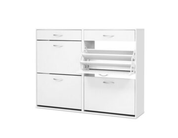 Shoe Rack Storage Shelf Stand (4-drawer) Cabinet White