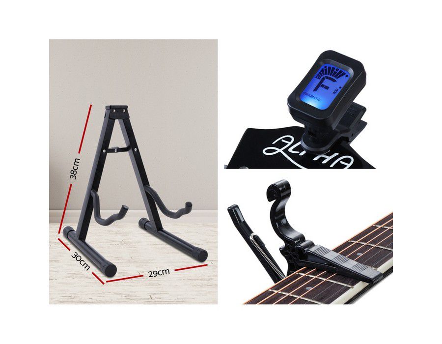 Guitar Musical Instrument (41in) Wooden Acoustic Black - Image 4