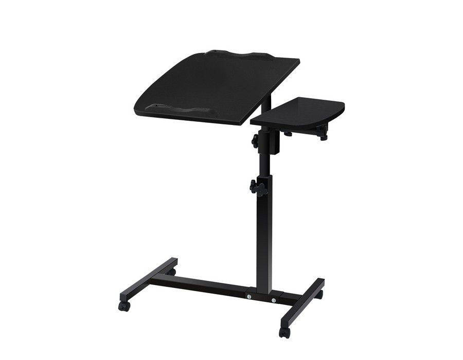 Laptop Desk Computer Table Workstation Adjustable Black + Wheels
