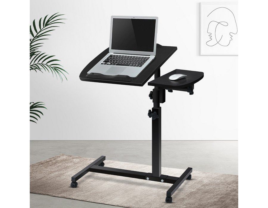Laptop Desk Computer Table Workstation Adjustable Black + Wheels - Image 2