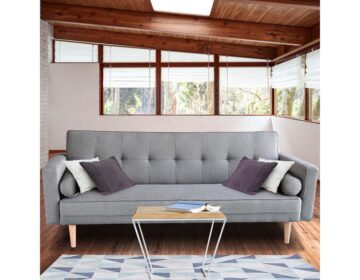Lounge Sofa Bed Couch Futon Grey (3-seater)