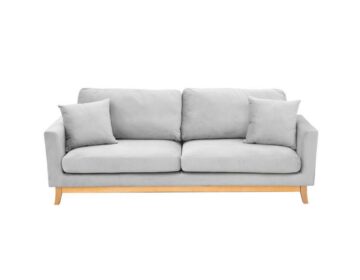 Lounge Sofa Bed Couch Faux Velvet Futon Grey (3-seater)