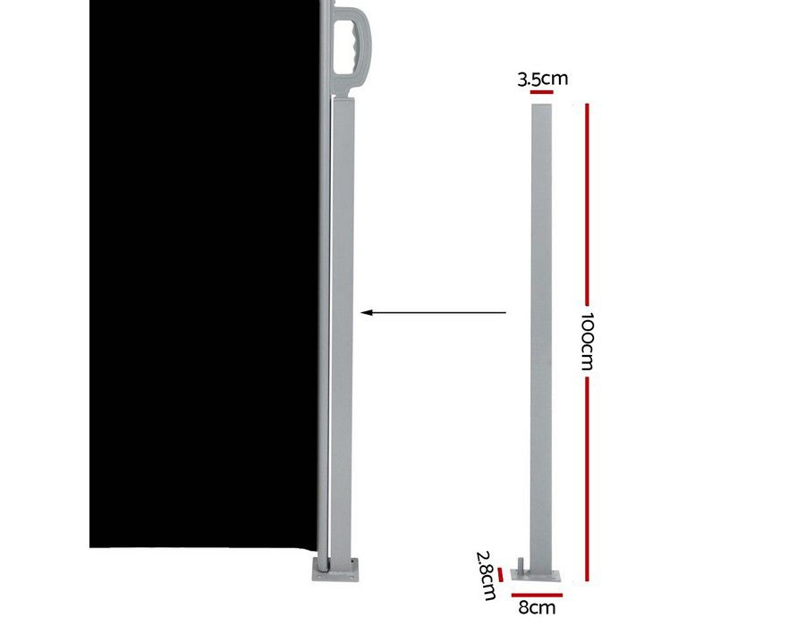 Outdoor Screen Garden Panel (6x2m) Retractable Black - Image 3