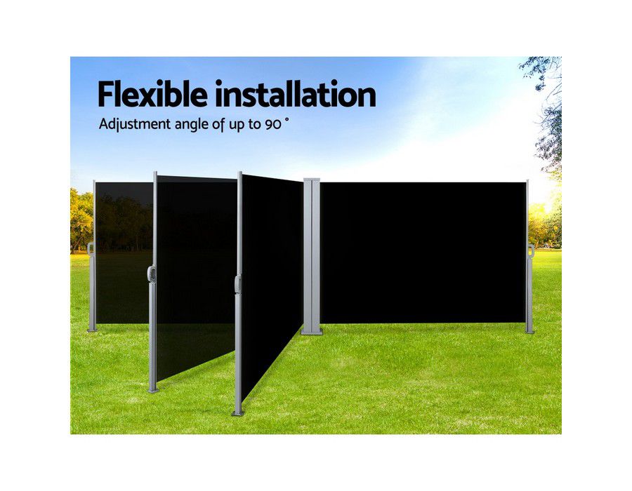 Outdoor Screen Garden Panel (6x2m) Retractable Black - Image 5