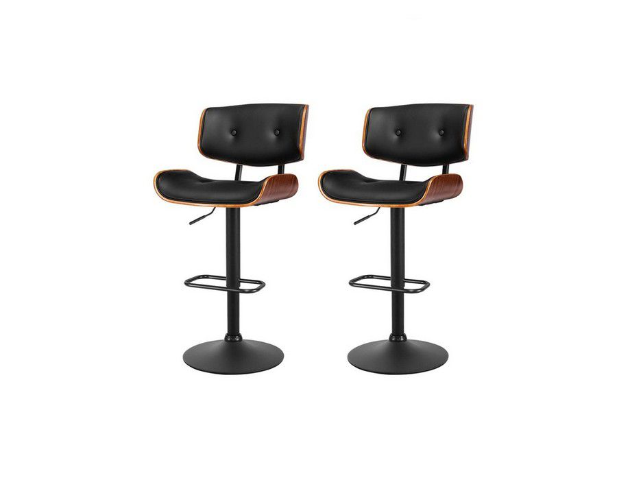 Buy Bar Stool Counter Seat (Set of 2) Gaslift Swivel Black Stylish