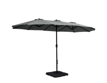 Outdoor Umbrella Shade UV Protection (4.57m) Charcoal + Base