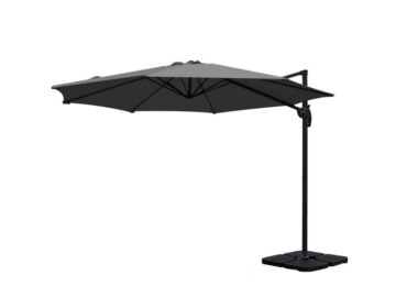 Outdoor Umbrella Shade UV Protection (3m) Cantilever Charcoal + Base