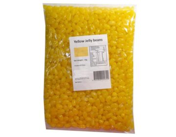 Lolly Bulk Pack 6 x (1kg Bag) Mini Jelly Beans Lemon Flavour Yellow