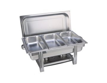 Bain Marie Chafing Dish Warmer (3x3L) SS Silver